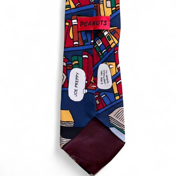 Vintage Snoopy Joe Preppy Novelty Tie 1990s Peanuts Necktie Book Print 57” - Picture 4 of 6